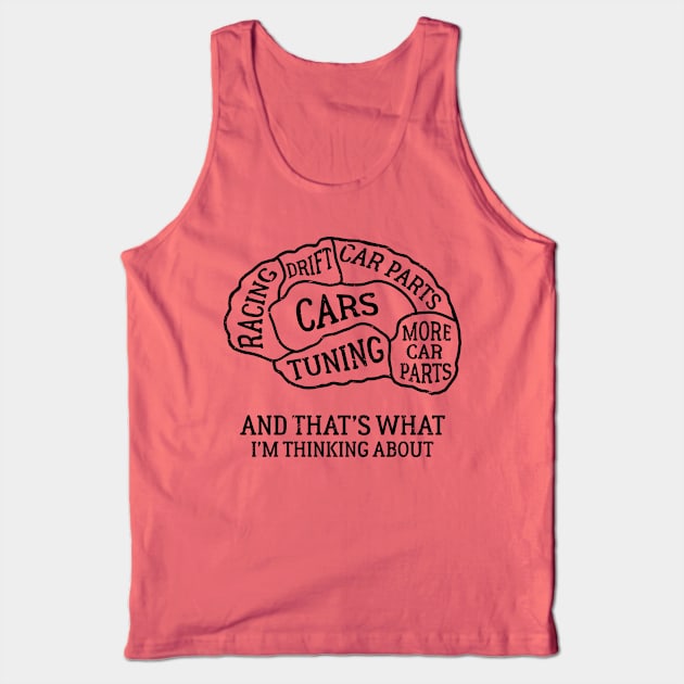 Brain Scan Cars Enthusiast Tuning Drift Racing Car Parts Distressed Tank Top by TheBlackCatprints